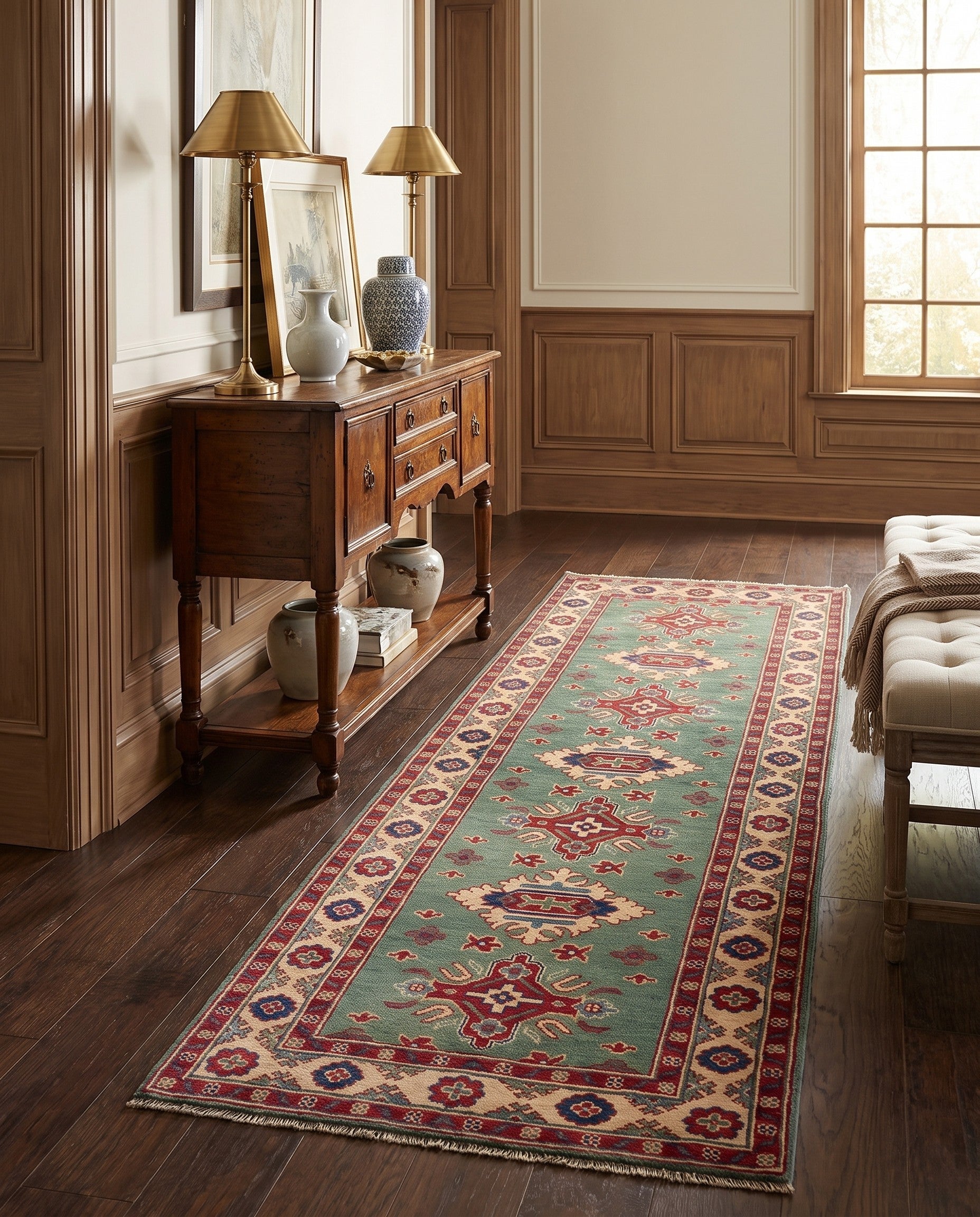2' 10 x 8' 2 Hand Knotted Kazak Runner Rug