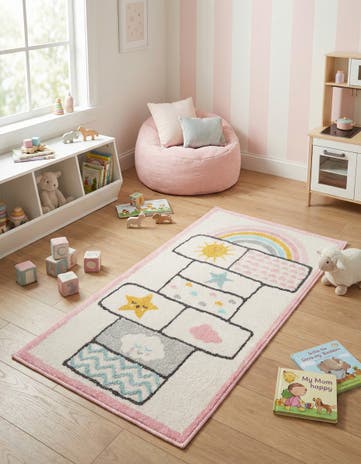 Ivory Hopscotch Whimsy Kids Runner Rug