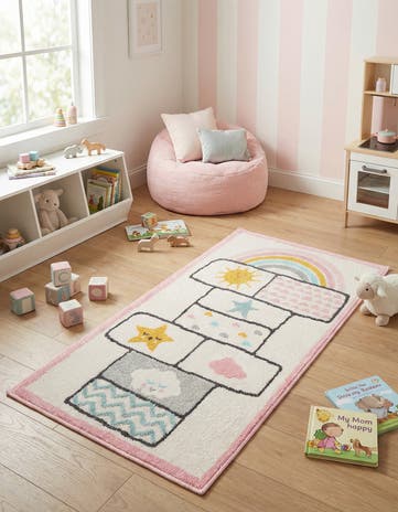 Ivory Hopscotch Whimsy Kids Runner Rug