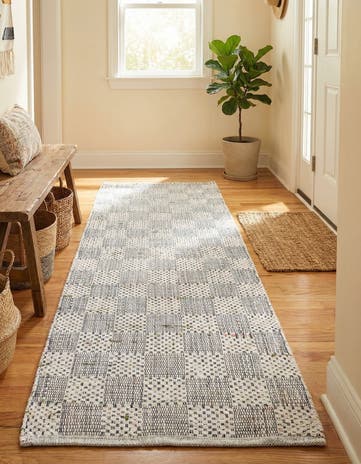 2' 7 x 6' 1 Hand Woven Chindi Cotton Runner Rug