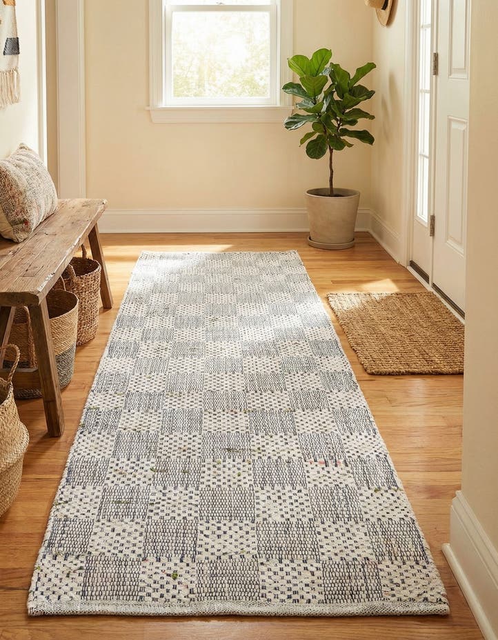 2' 7 x 6' 1 Hand Woven Chindi Cotton Runner Rug