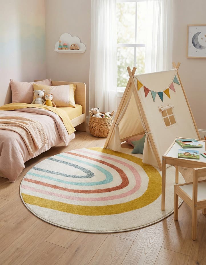 4' 1 x 4' 1 Rainbow Whimsy Kids Rou...
