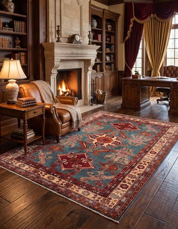5' x 6' 7 Hand Knotted Kazak Rug