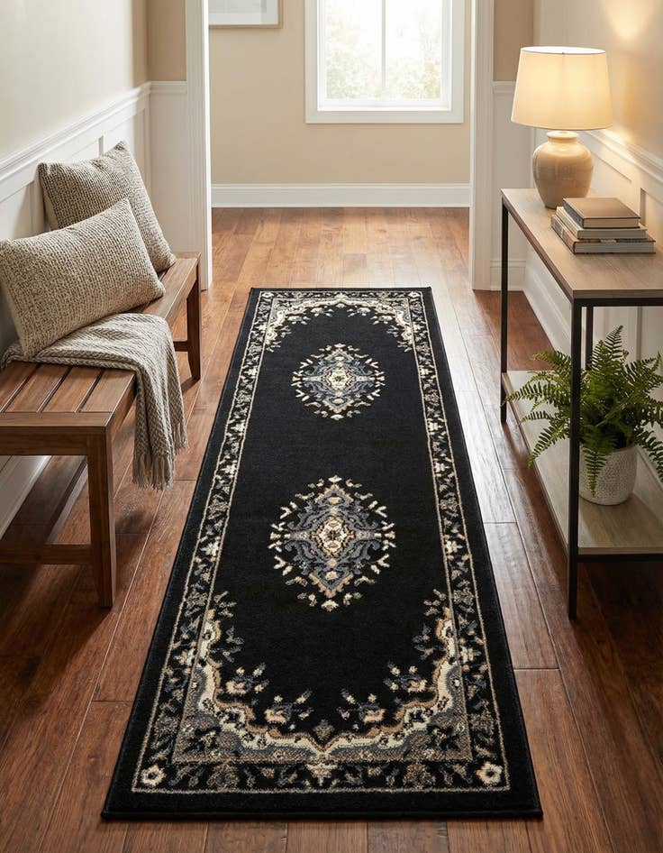 Detail image of 2' x 6' Mashad Design Runner Rug