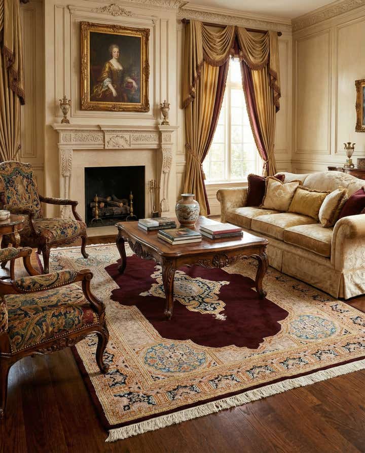 4' 7 x 6' 6 Hand Knotted Kerman Wool Rug