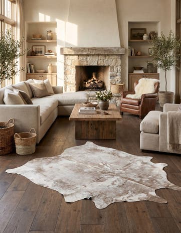6' 6 x 7' 3 Cowhide Leather Square Rug