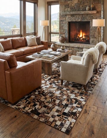 5' 1 x 8' 1 Cowhide Leather Rug