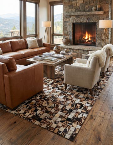 5' 1 x 8' 1 Cowhide Leather Rug