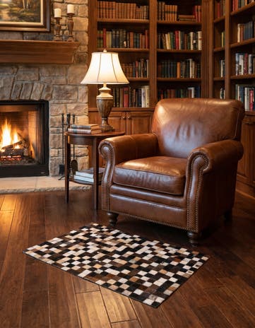 2' x 3' Cowhide Leather Rug