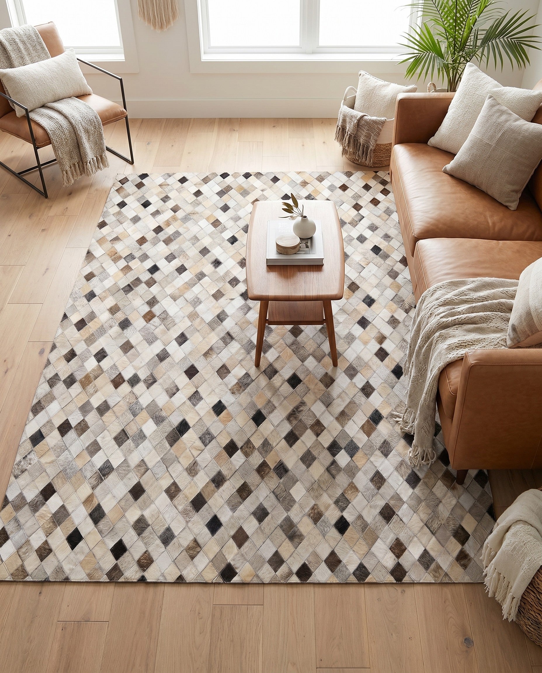 4' 7 x 6' 6 Cowhide Stocks Rug