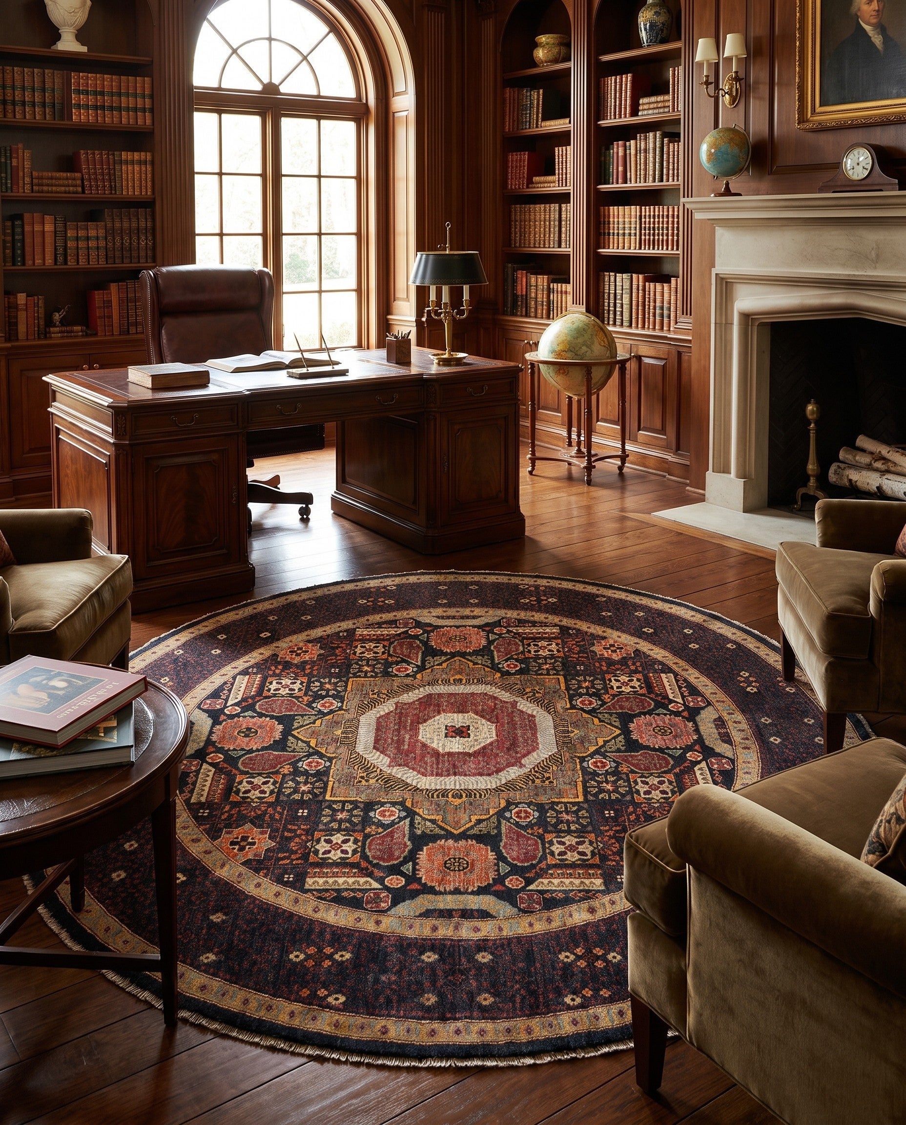 8' x 8' Hand Knotted Mamluk Ziegler Round Rug