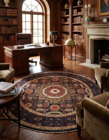 8' x 8' Hand Knotted Mamluk Ziegler Round Rug