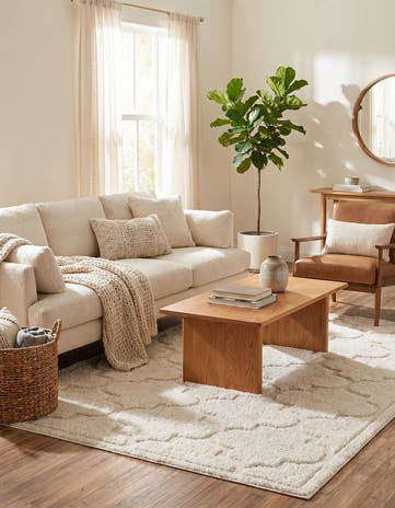 Ivory Lattice Shag Rug
