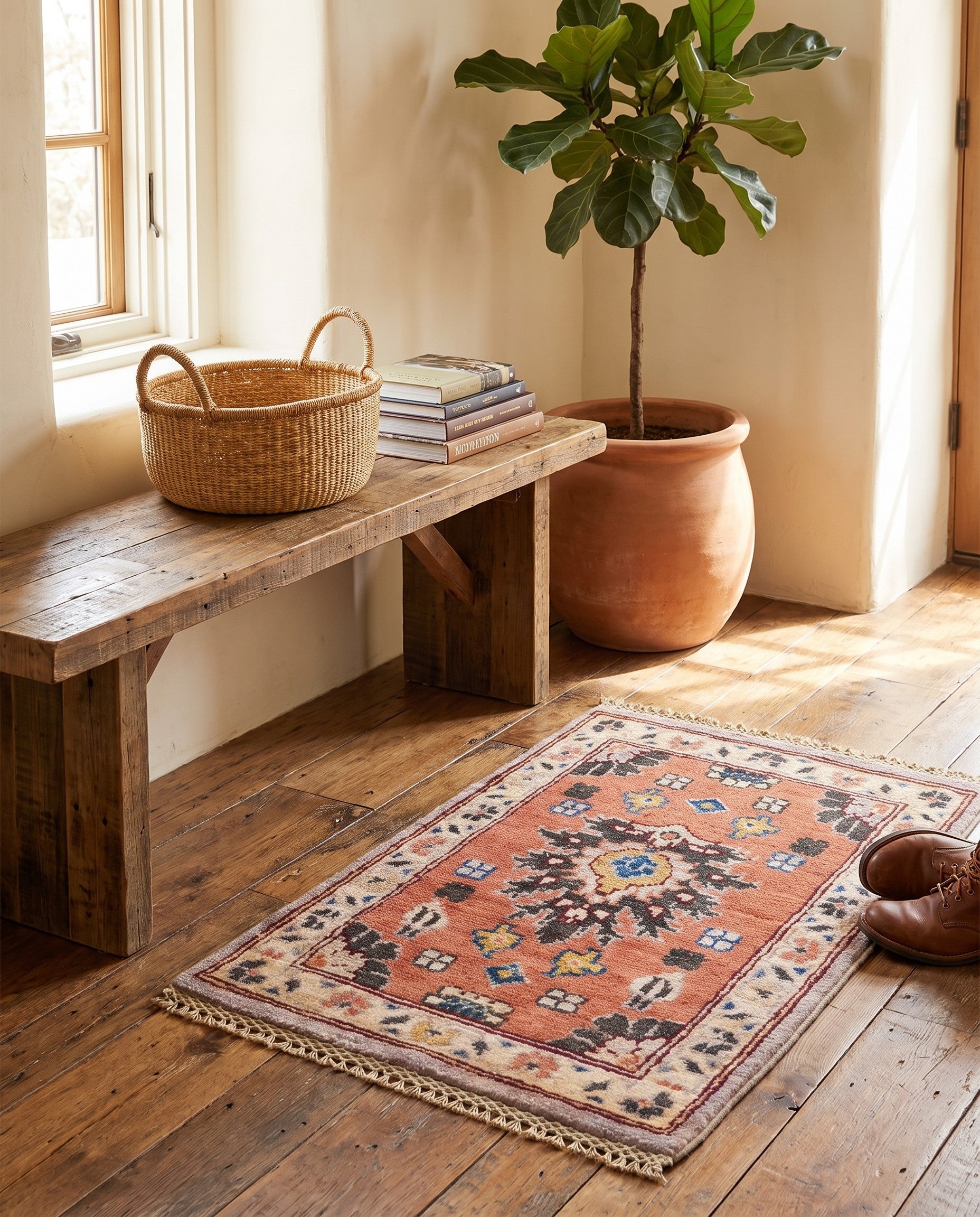 1' 4 x 2' Hand Knotted Ziegler Rug