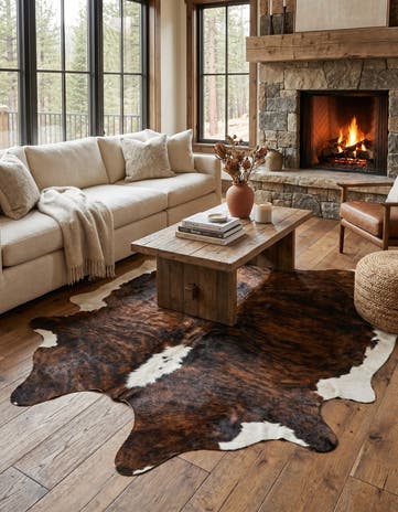 6' 1 x 6' 11 Cowhide Leather Rug