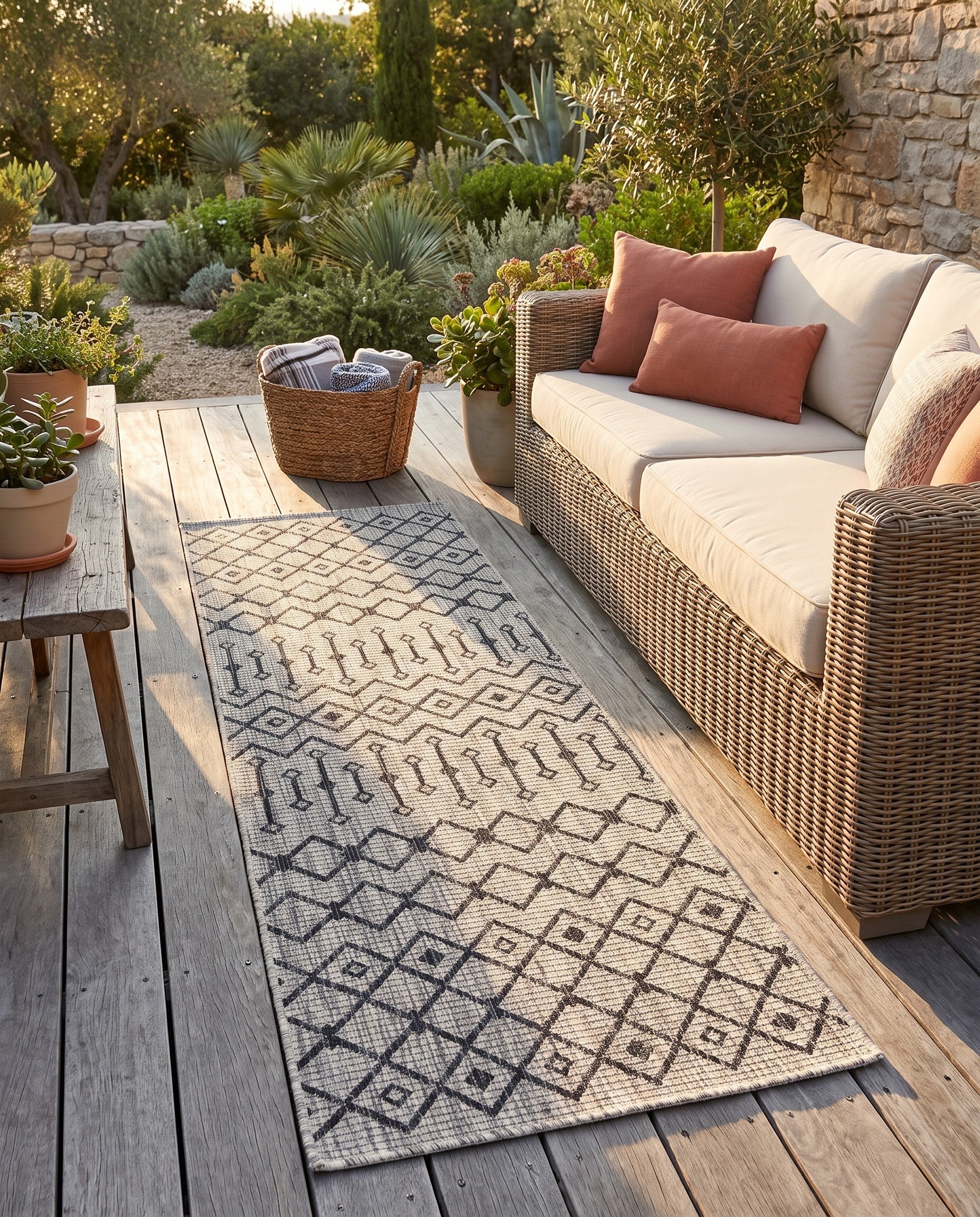 2' x 6' Easy-Clean Lattice Indoor / Outdoor Runner Rug