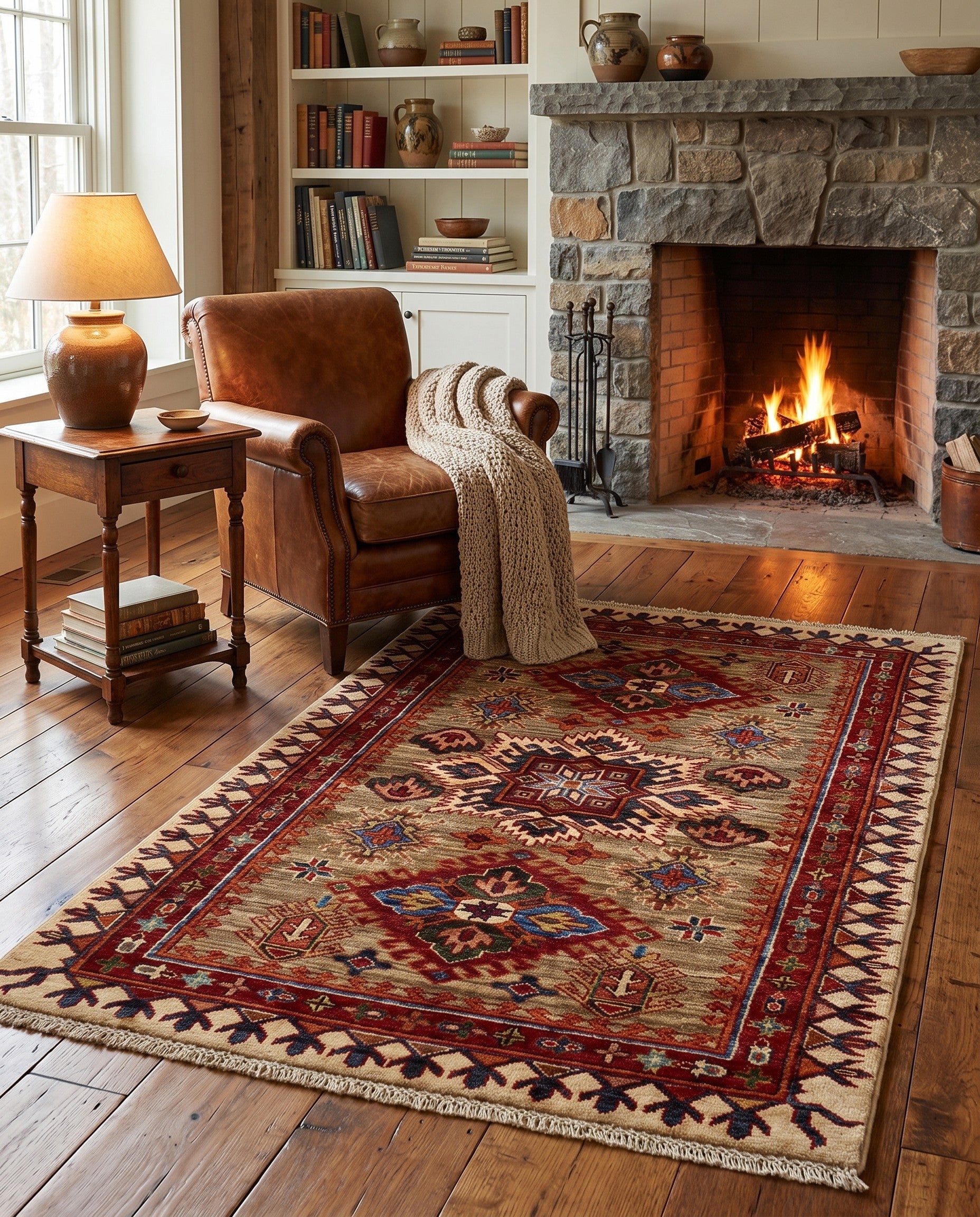 3' 2 x 4' 8 Hand Knotted Kazak Rug