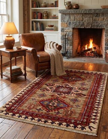 3' 2 x 4' 8 Hand Knotted Kazak Rug