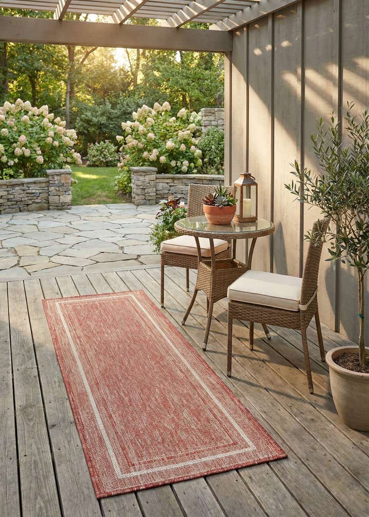 2' x 6' Easy-Clean Border Indoor / Outdoor Runner Rug