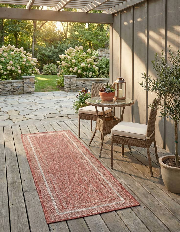 Detail image of 2' x 6' Easy-Clean Border Indoor / Outdoor Runner Rug