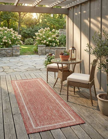 2' x 6' Easy-Clean Border Indoor / Outdoor Runner Rug