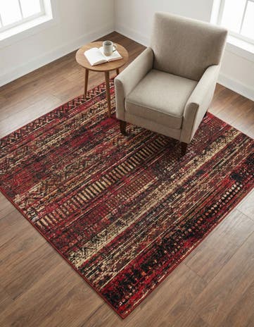 Burgundy Saturn Square Rug