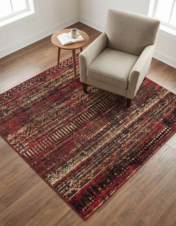 Burgundy Saturn Square Rug
