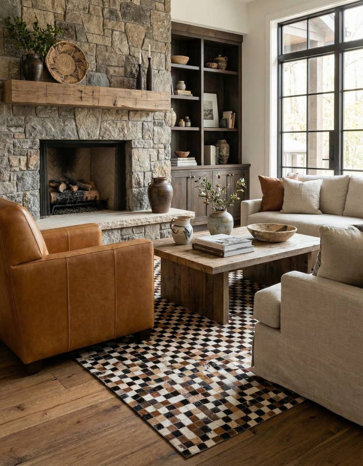 Detail image of 5' 3 x 7' 6 Cowhide Stocks Rug