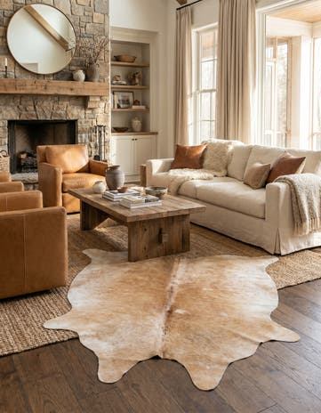5' 2 x 5' 4 Cowhide Leather Square Rug