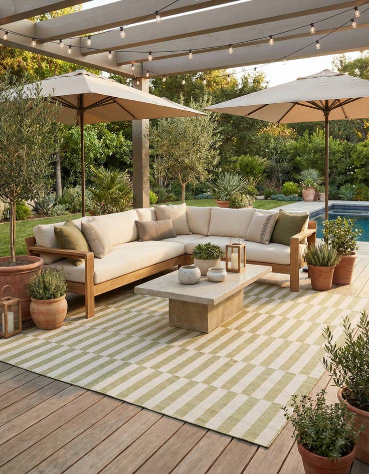 Detail image of  13' x 13'  Washable Ribbon Indoor / Outdoor Square Rug