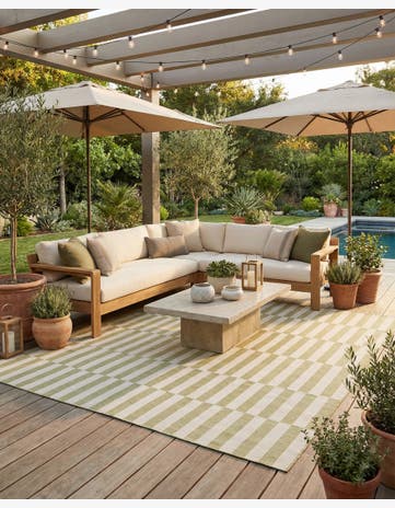 13' x 13' Easy-Clean Ribbon Indoor / Outdoor Square Rug