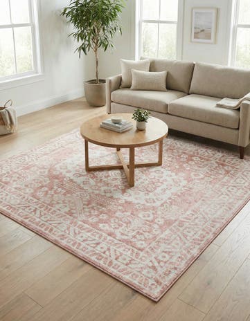 Pink Oxford Square Rug