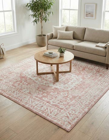 Pink Oxford Square Rug