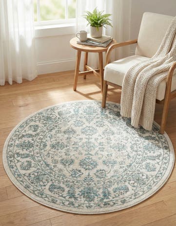 Jill Zarin Teal Uptown Central Park Round Rug