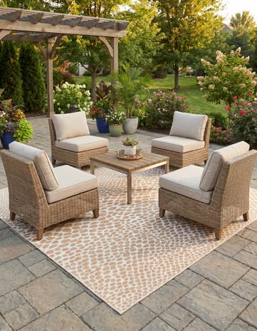 Dark Beige Easy-Clean Jill Zarin Cape Town Indoor / Outdoor Square Rug