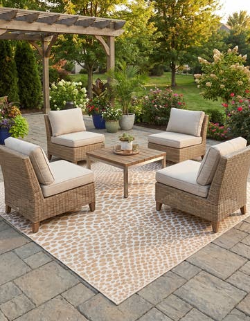 Dark Beige Easy-Clean Jill Zarin Cape Town Indoor / Outdoor Square Rug