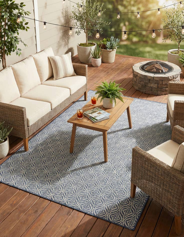 Detail image of 5' 3 x 8' Washable Lattice Indoor / Outdoor Rug