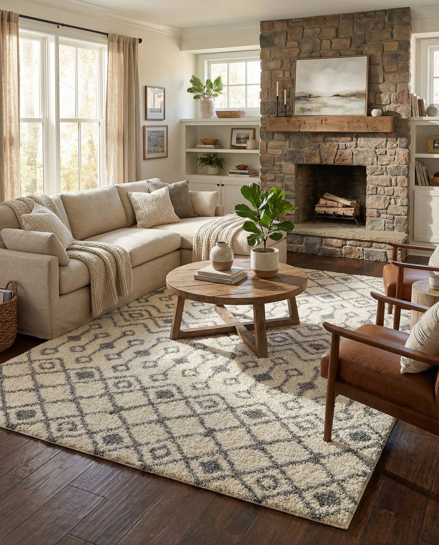 10' x 13' Moroccan Trellis Shag Rug