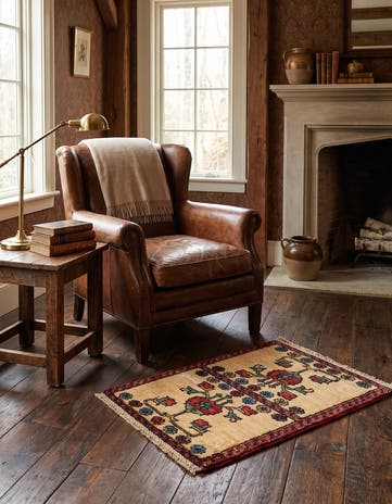 1' 4 x 2' Hand Knotted Ziegler Rug