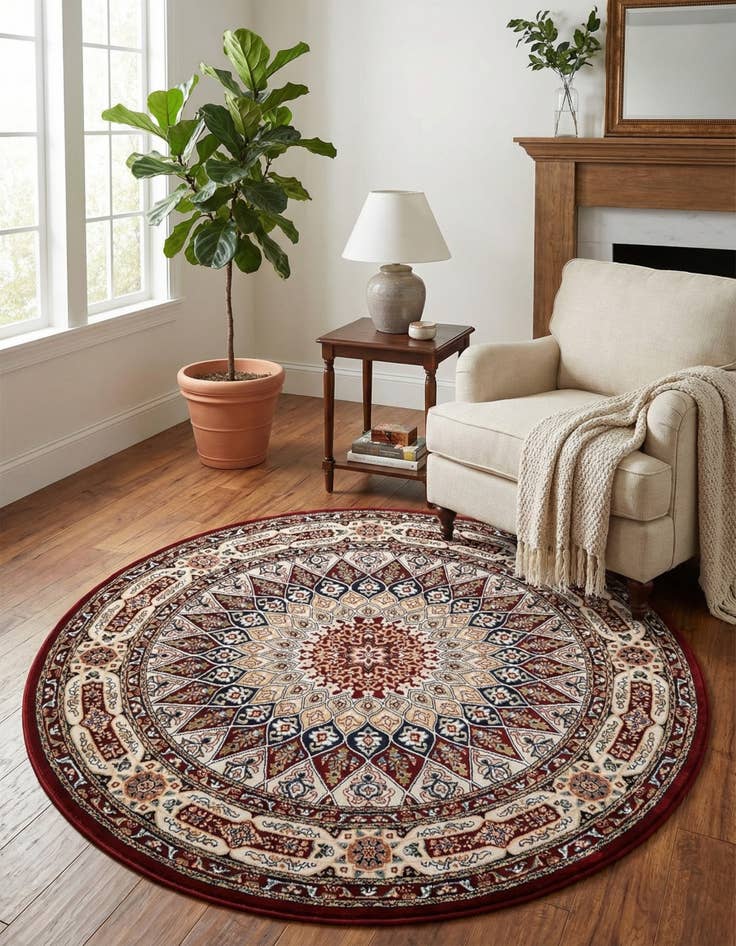 Detail image of 5' 3 x 5' 3 Nain Design Round Rug