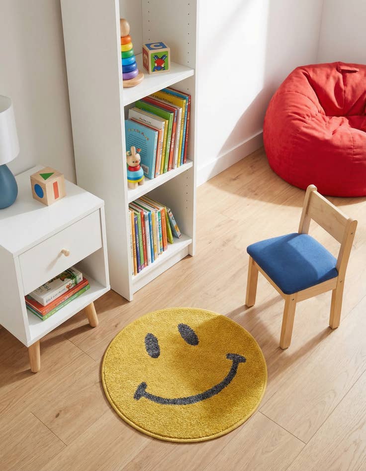 Detail image of 2' 2 x 2' 2 Smiley Face Whimsy Kids Round Rug