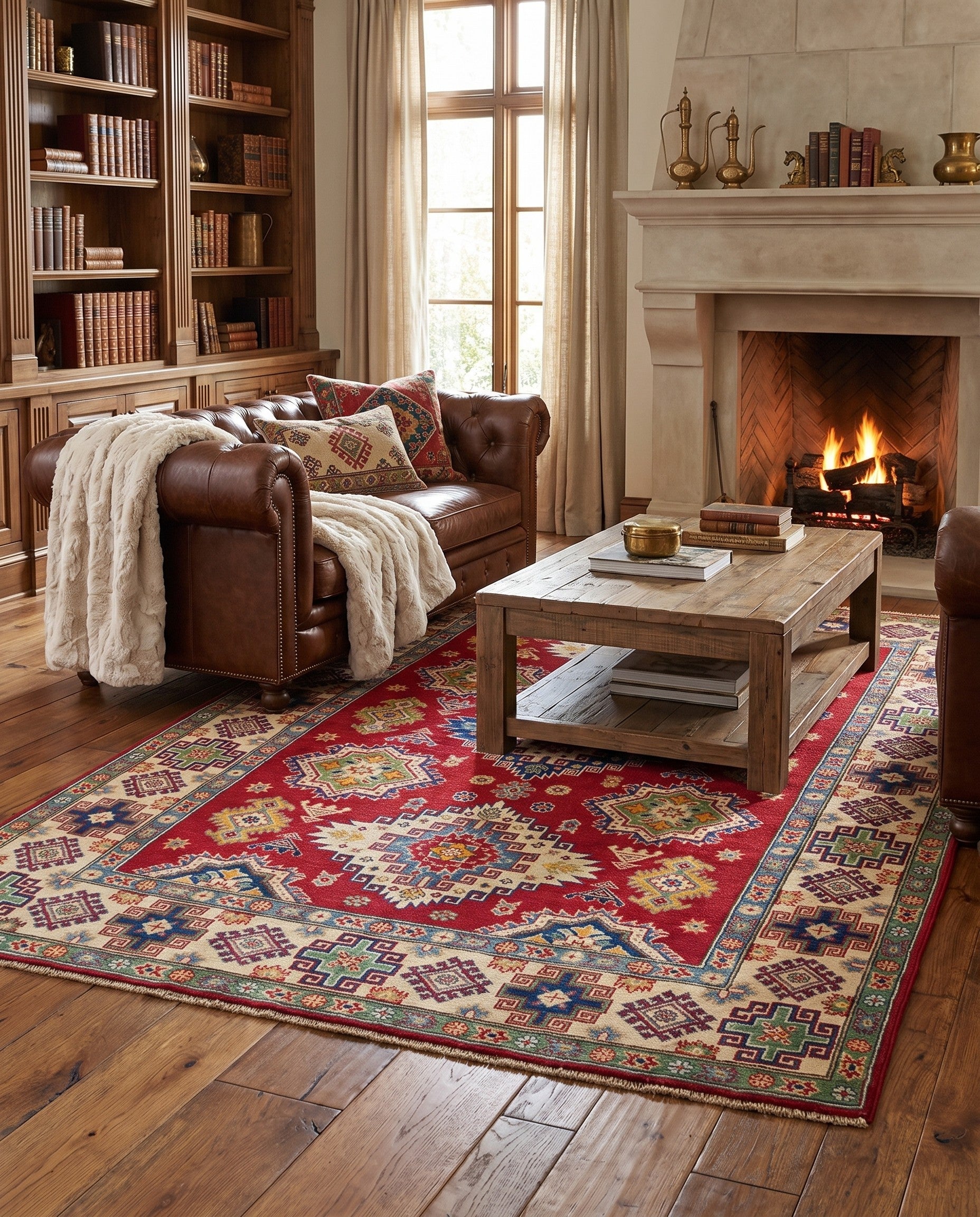 5' 7 x 7' 9 Hand Knotted Kazak Rug