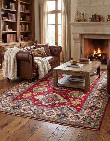 5' 7 x 7' 9 Hand Knotted Kazak Rug