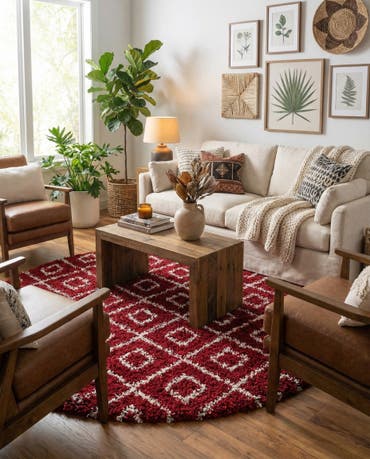  7' 10 x 7' 10 Lattice Shag Round Rug