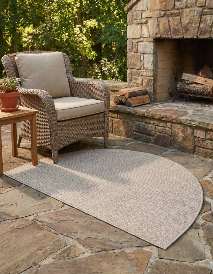 Detail image of 2' 2 x 3' 7  Washable Solid Indoor / Outdoor Hearth Rug