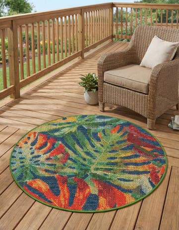 3' 3 x 3' 3 Easy-Clean Baja Indoor / Outdoor Round Rug