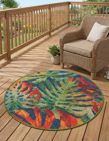 3' 3 x 3' 3 Easy-Clean Baja Indoor / Outdoor Round Rug