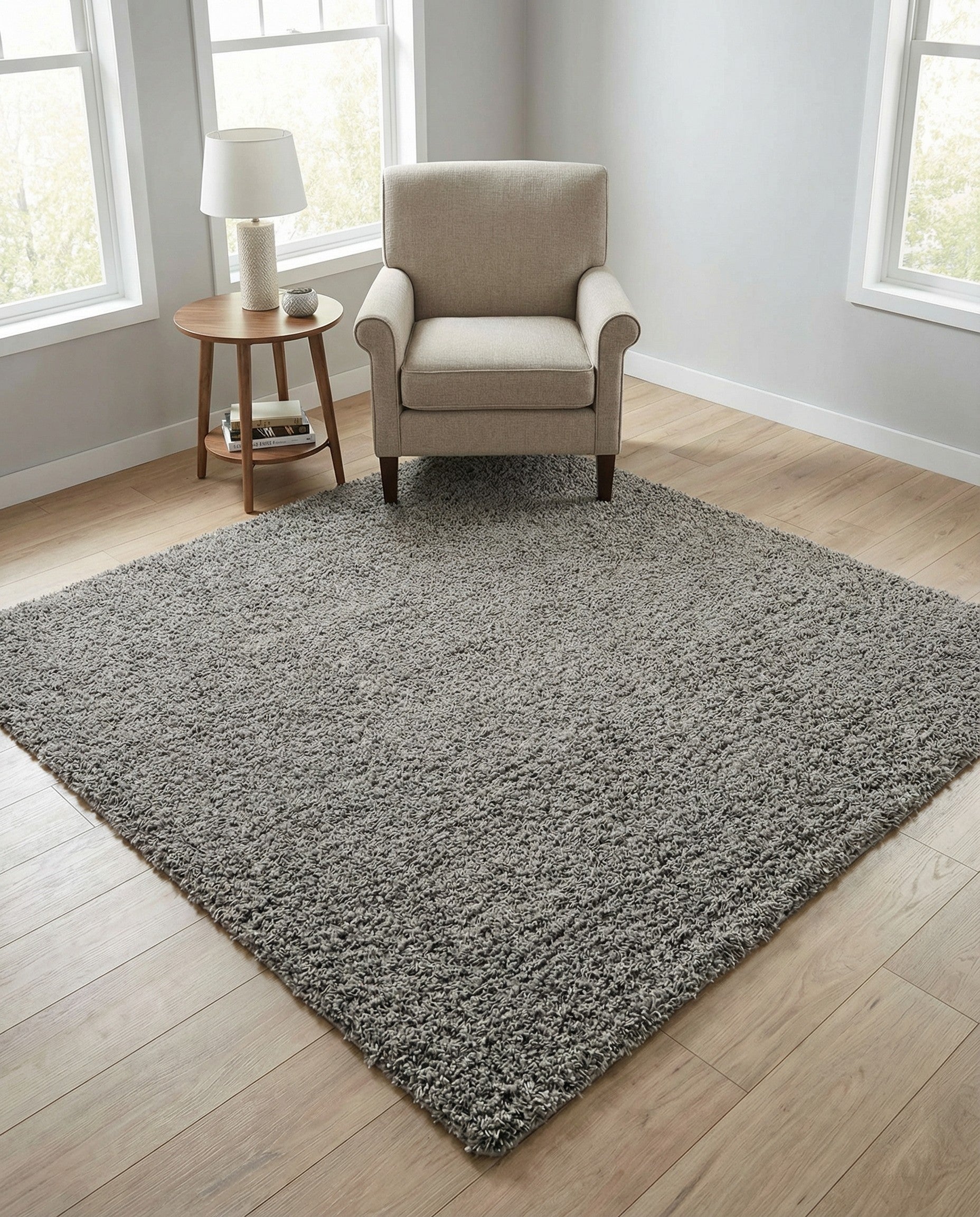 5' 3 x 5' 3 Solid Shag Square Rug