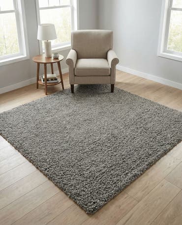  5' 3 x 5' 3 Solid Shag Square Rug