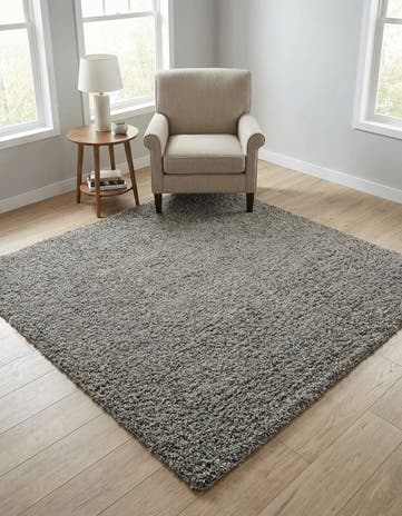 5' 3 x 5' 3 Solid Shag Square Rug